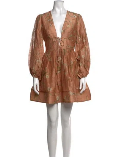 Pre-owned Zimmermann Linen Mini Dress In Neutrals