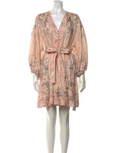 Pre-owned Zimmermann Linen Mini Dress In Neutrals