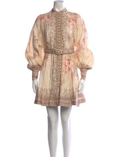 Pre-owned Zimmermann Linen Mini Dress In Neutrals