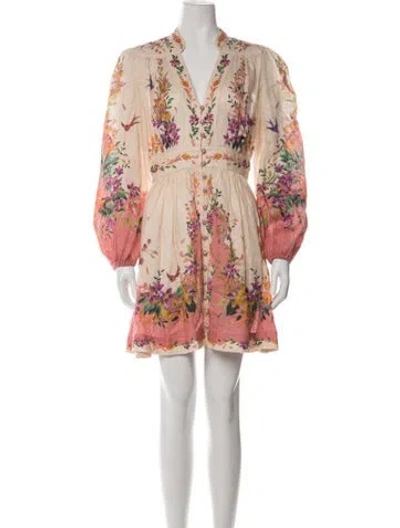 Pre-owned Zimmermann Linen Mini Dress In Neutrals