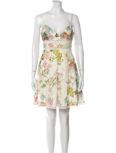 Pre-owned Zimmermann Linen Mini Dress In Neutrals