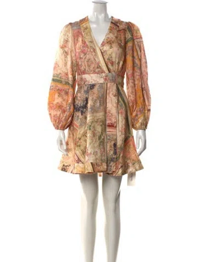 Pre-owned Zimmermann Linen Mini Dress In Neutrals