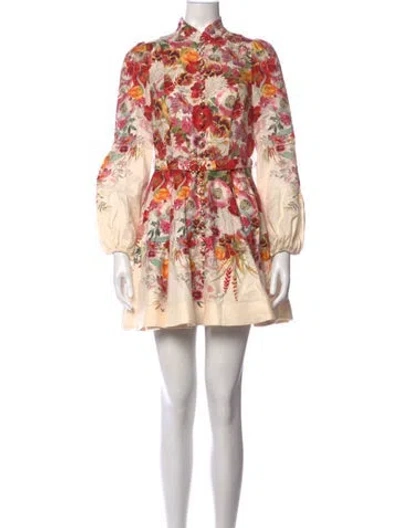 Pre-owned Zimmermann Linen Mini Dress In Neutrals