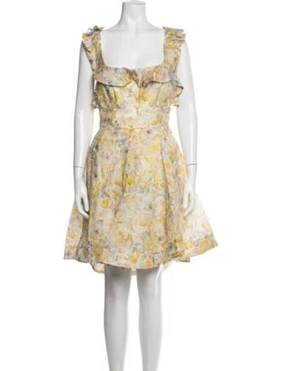 Pre-owned Zimmermann Linen Mini Dress In Neutrals