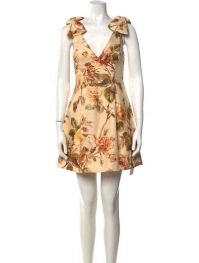 Pre-owned Zimmermann Linen Mini Dress In Neutrals