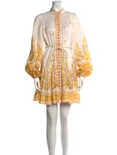 Pre-owned Zimmermann Linen Mini Dress In Neutrals