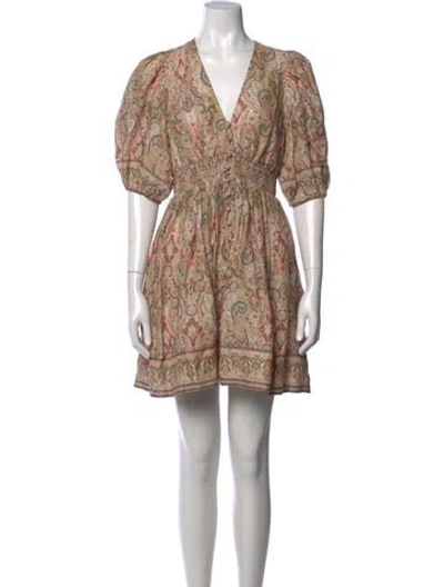 Pre-owned Zimmermann Linen Mini Dress In Neutrals