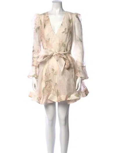 Pre-owned Zimmermann Linen Mini Dress In Neutrals