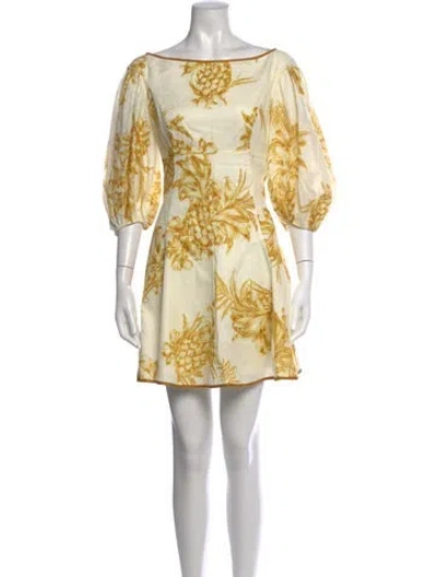 Pre-owned Zimmermann Linen Mini Dress In Neutrals