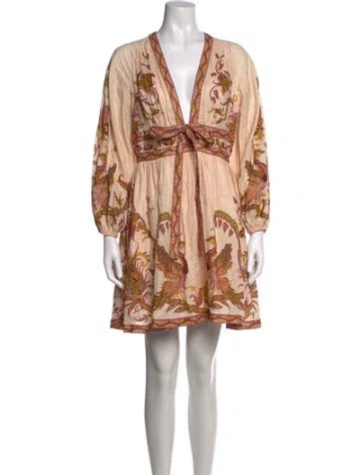 Pre-owned Zimmermann Linen Mini Dress In Neutrals