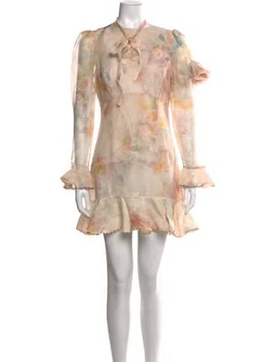 Pre-owned Zimmermann Linen Mini Dress In Neutrals