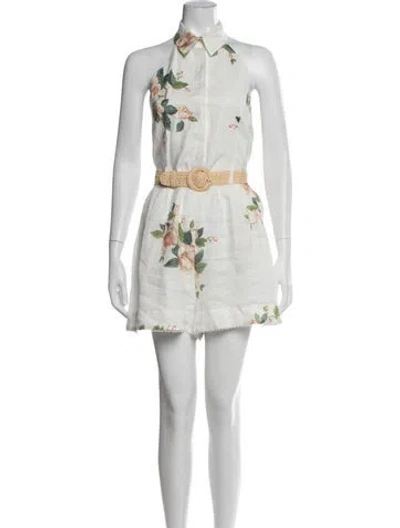 Pre-owned Zimmermann Linen Mini Dress In Neutrals