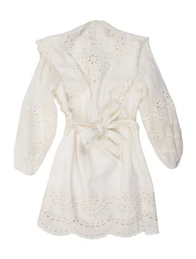 Pre-owned Zimmermann Linen Mini Dress In Neutrals
