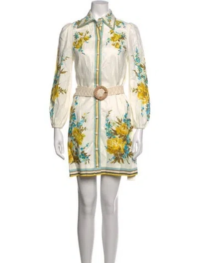 Pre-owned Zimmermann Linen Mini Dress In Neutrals