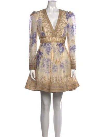 Pre-owned Zimmermann Linen Mini Dress In Neutrals