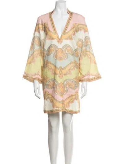 Pre-owned Zimmermann Linen Mini Dress In Neutrals