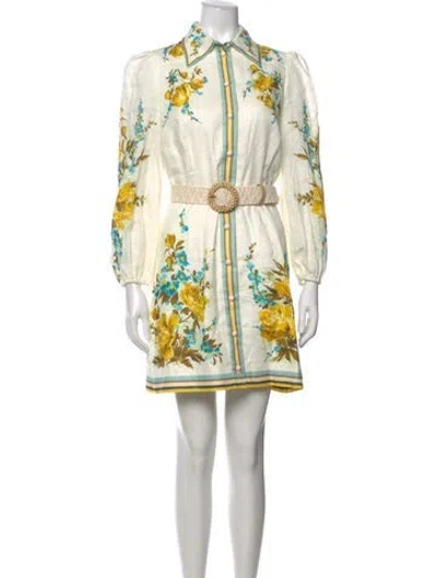 Pre-owned Zimmermann Linen Mini Dress In Neutrals