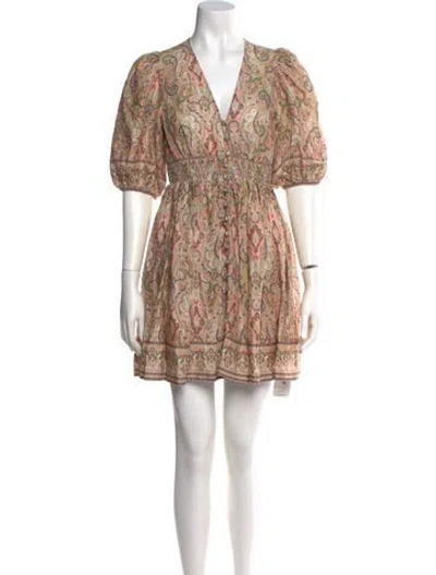 Pre-owned Zimmermann Linen Mini Dress In Neutrals