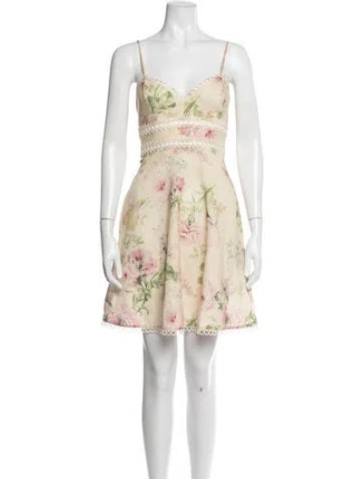 Pre-owned Zimmermann Linen Mini Dress In Neutrals