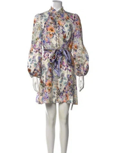 Pre-owned Zimmermann Linen Mini Dress In Neutrals