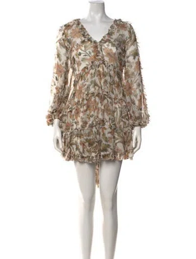 Pre-owned Zimmermann Linen Mini Dress In Neutrals