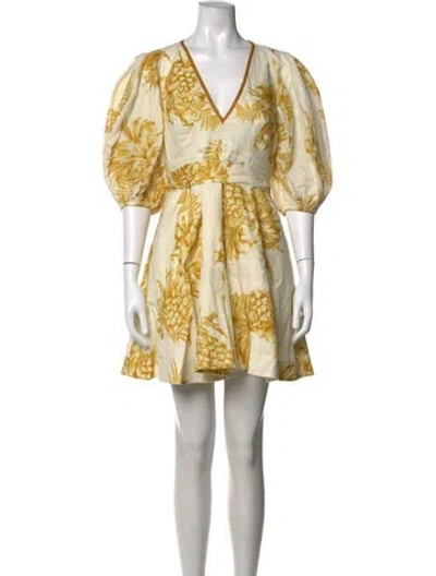 Pre-owned Zimmermann Linen Mini Dress In Neutrals