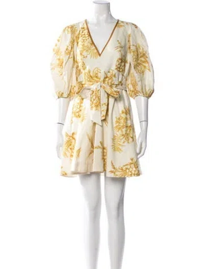 Pre-owned Zimmermann Linen Mini Dress In Neutrals