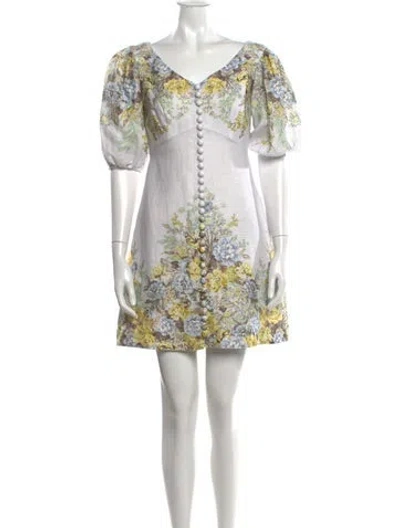 Pre-owned Zimmermann Linen Mini Dress In Neutrals