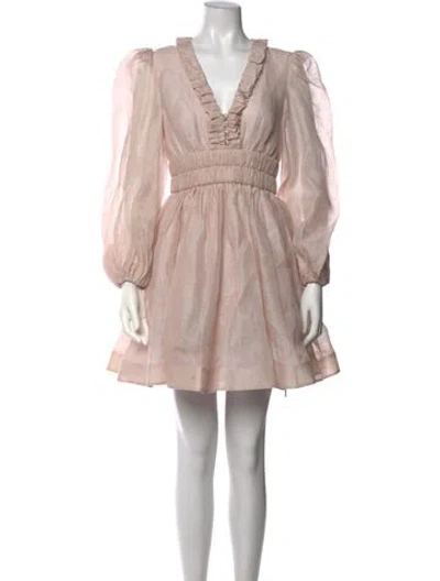 Pre-owned Zimmermann Linen Mini Dress In Neutrals