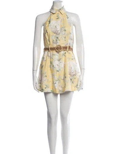 Pre-owned Zimmermann Linen Mini Dress In Neutrals