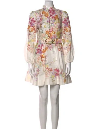 Pre-owned Zimmermann Linen Mini Dress In Neutrals