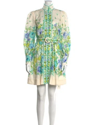 Pre-owned Zimmermann Linen Mini Dress In Neutrals