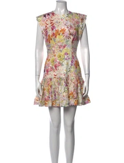 Pre-owned Zimmermann Linen Mini Dress In Neutrals/pink