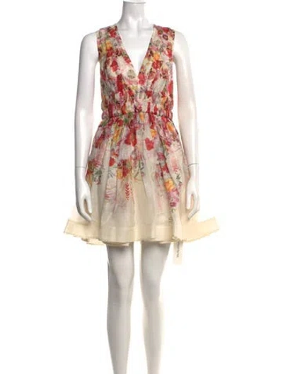 Pre-owned Zimmermann Linen Mini Dress In Neutrals/pink