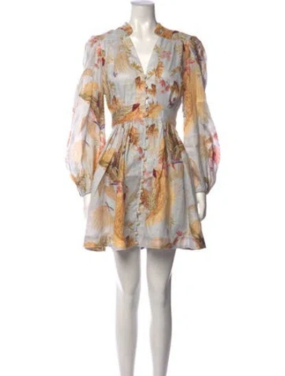 Pre-owned Zimmermann Linen Mini Dress In Neutrals/pink