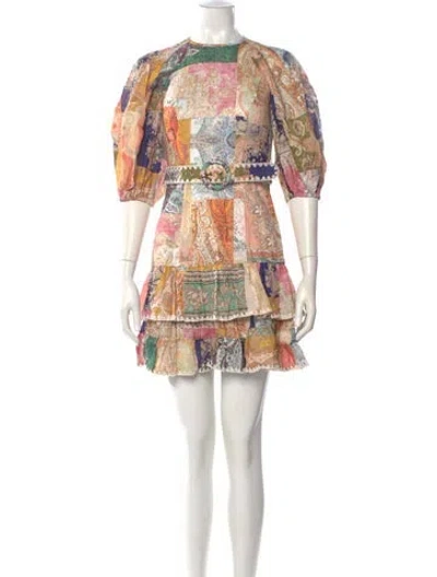Pre-owned Zimmermann Linen Mini Dress In Orange