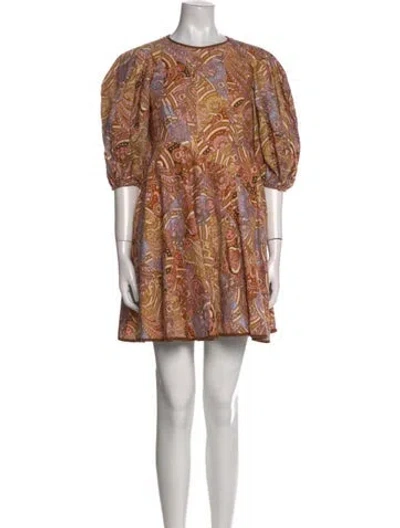 Pre-owned Zimmermann Linen Mini Dress In Orange