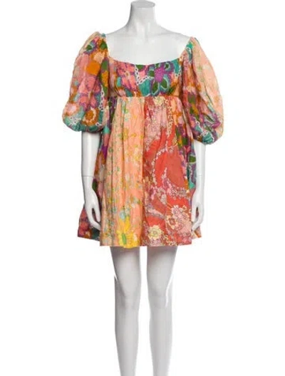 Pre-owned Zimmermann Linen Mini Dress In Orange