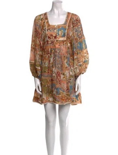 Pre-owned Zimmermann Linen Mini Dress In Orange