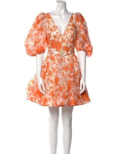 Pre-owned Zimmermann Linen Mini Dress In Orange