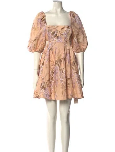 Pre-owned Zimmermann Linen Mini Dress In Orange