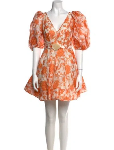 Pre-owned Zimmermann Linen Mini Dress In Orange