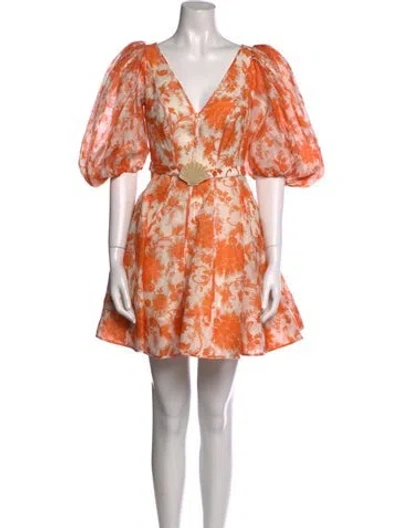 Pre-owned Zimmermann Linen Mini Dress In Orange