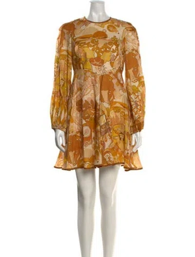 Pre-owned Zimmermann Linen Mini Dress In Orange
