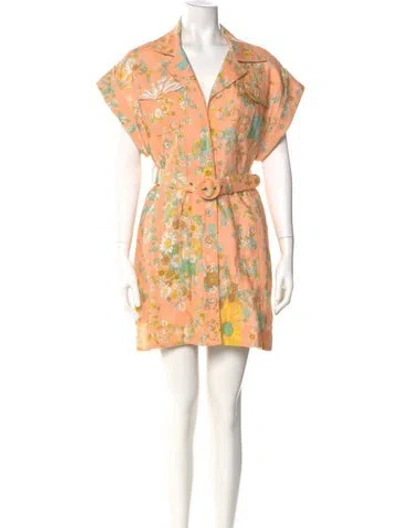 Pre-owned Zimmermann Linen Mini Dress In Orange