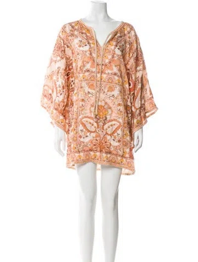Pre-owned Zimmermann Linen Mini Dress In Orange