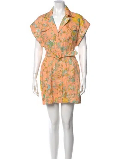 Pre-owned Zimmermann Linen Mini Dress In Orange