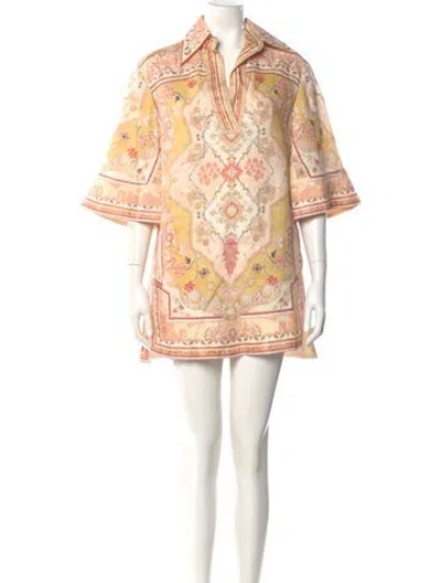 Pre-owned Zimmermann Linen Mini Dress In Orange