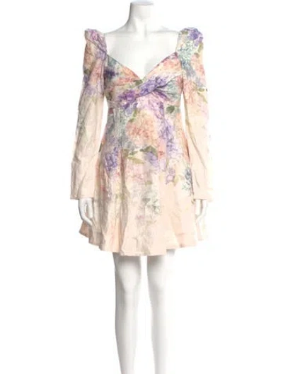 Pre-owned Zimmermann Linen Mini Dress In Orange