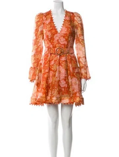 Pre-owned Zimmermann Linen Mini Dress In Orange